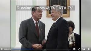 French President Jacque Chirac entering the Kremlin room, shaking hands. Russian President Boris Yeltsin. Premium Stock Footage