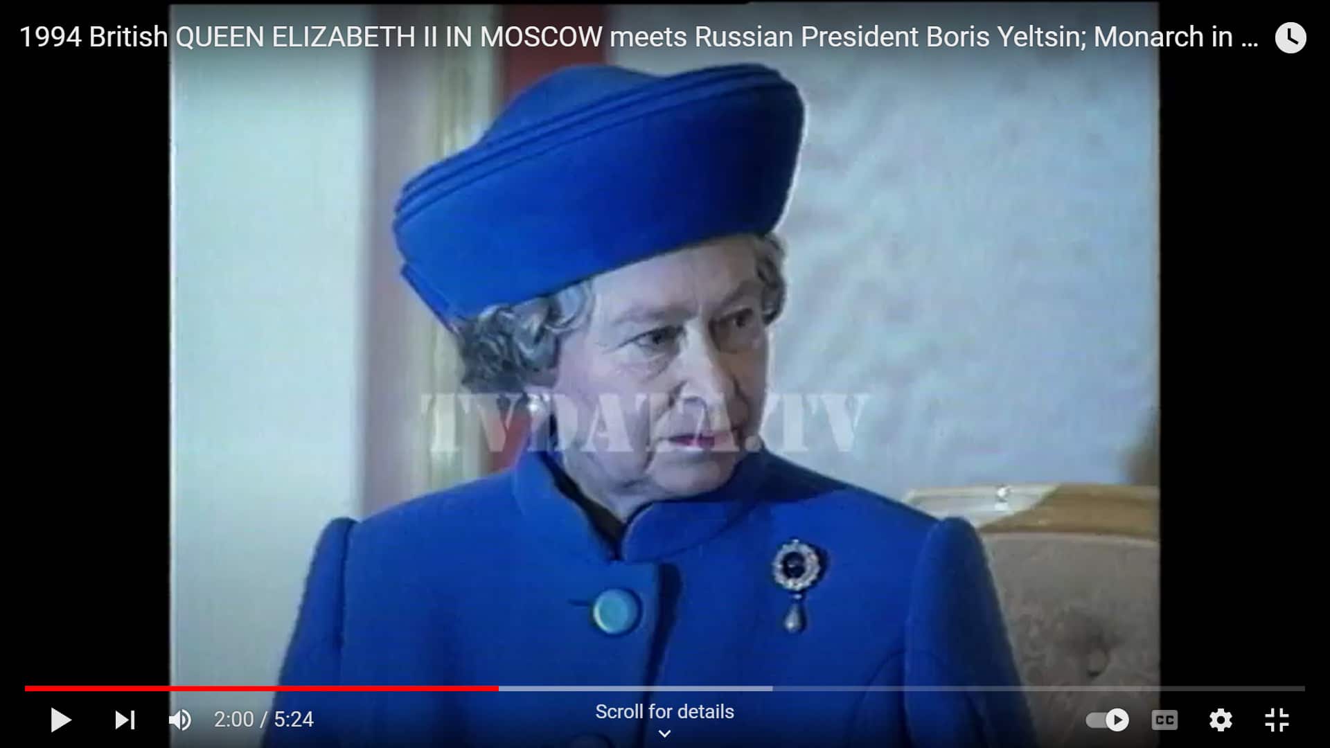 Queen Elizabeth II in Moscow during a visit to Russia Stock Video Footage 